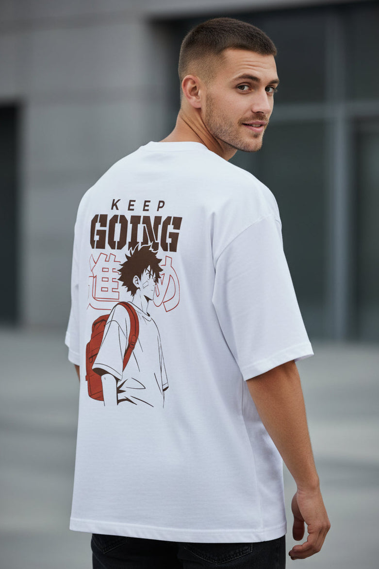 Keep Going (White) Unisex Oversized Classic T-Shirt