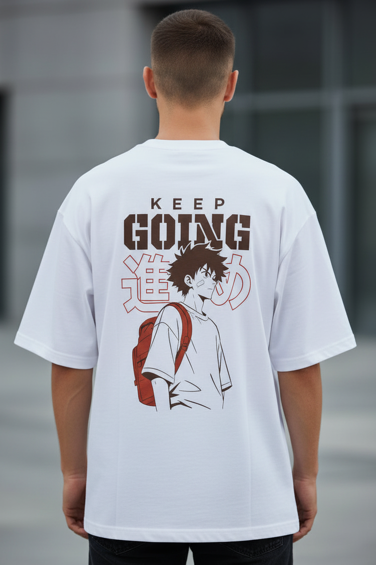 Keep Going (White) Unisex Oversized Classic T-Shirt