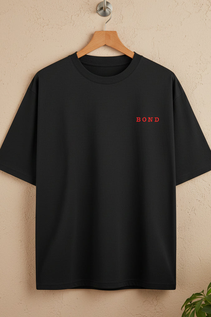 Bond | Oversized Tee, black , Japanese graphic 