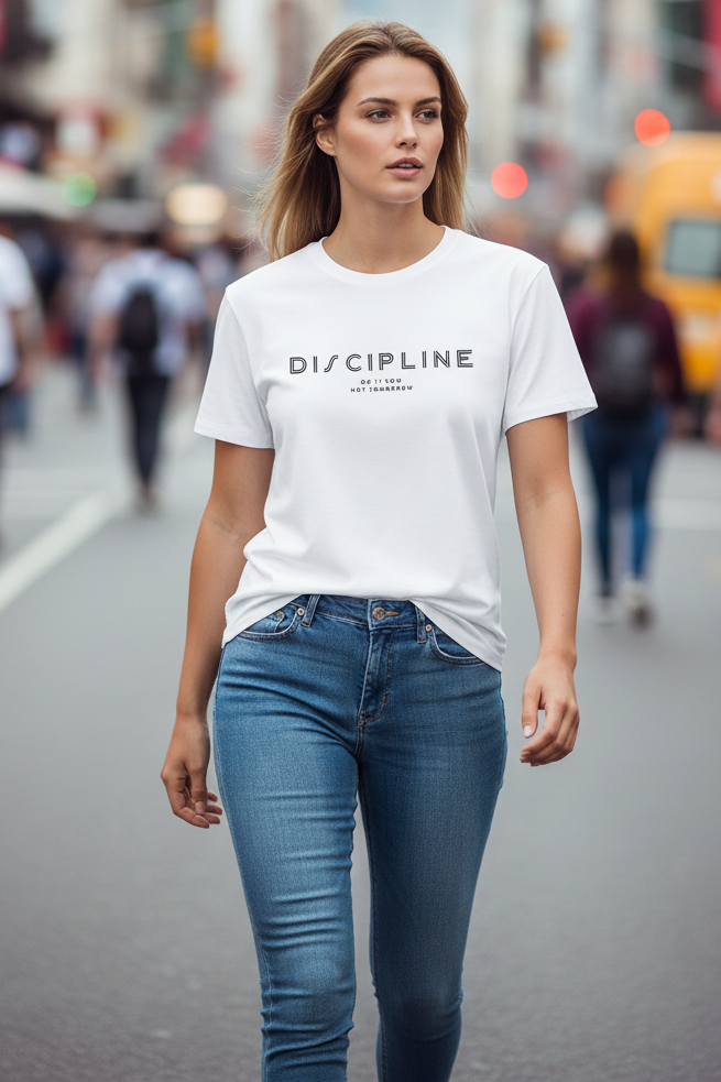 Discipline (White) Unisex Classic Crew T-Shirt