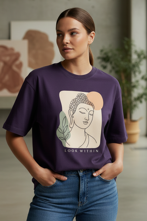 Buddha Within | Purple Oversized Tee
