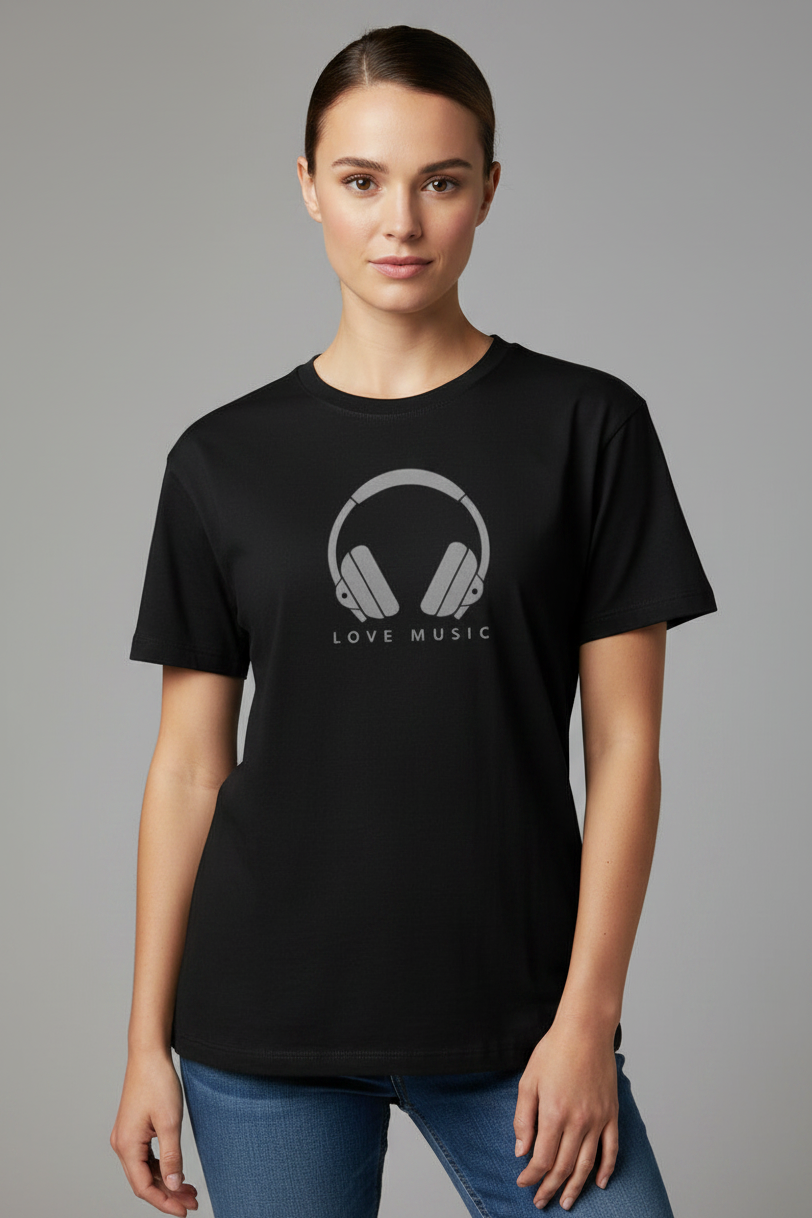 Love Music | Black Crew Neck Tee