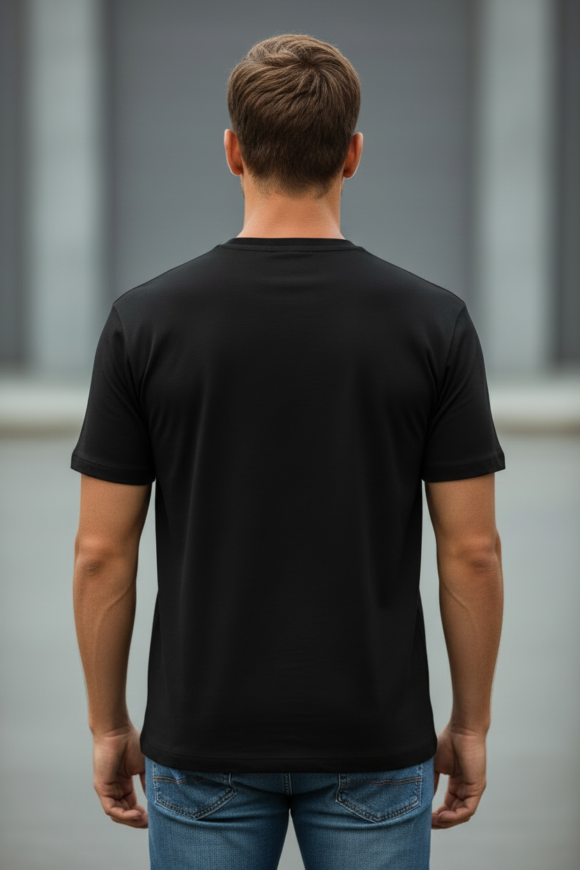 Plain Black Unisex Classic Crew T-Shirt