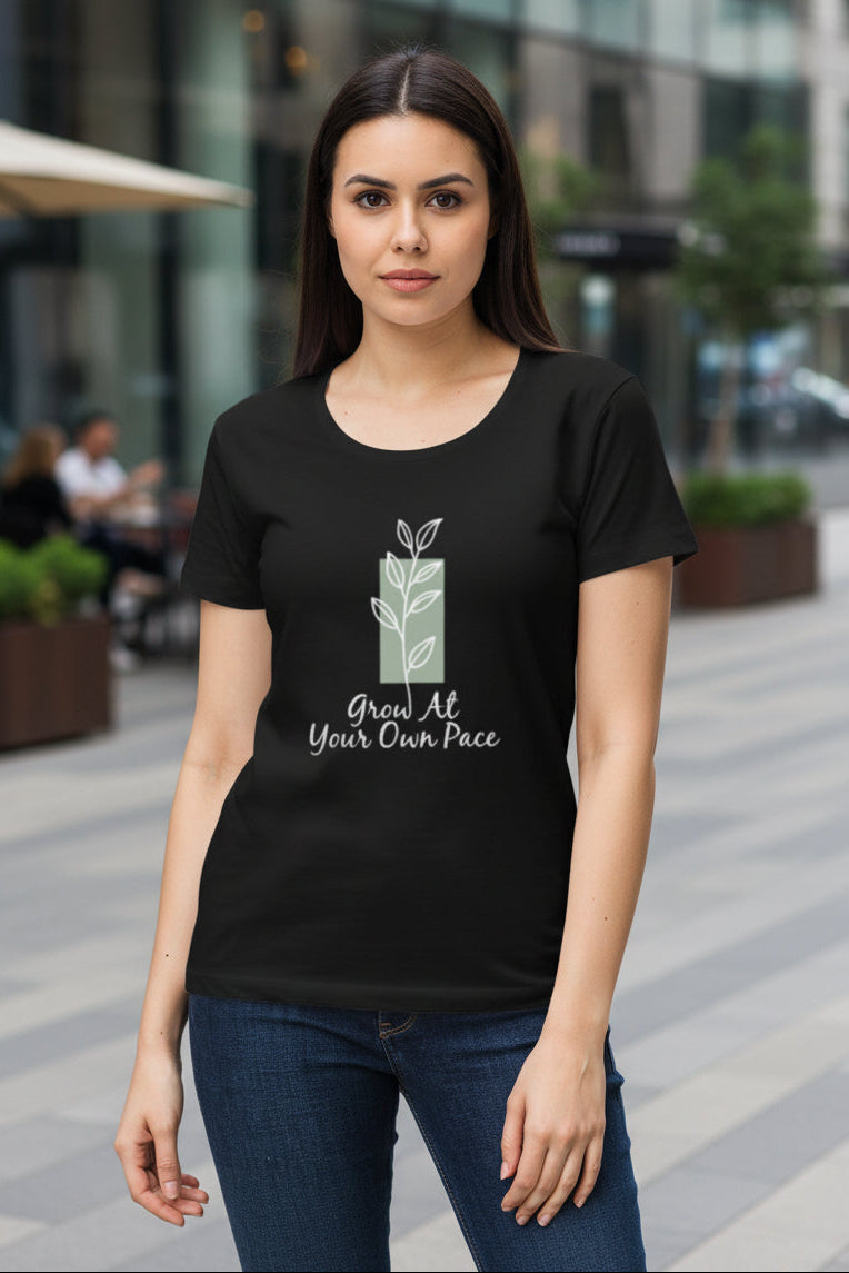 Women's Classic T-Shirt - front view, black, 100% cotton, OWLKART