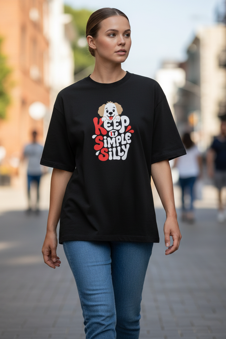 Simple Silly (Black) Unisex Oversized Classic T-Shirt