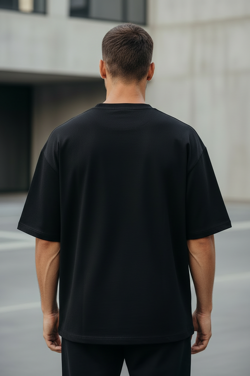Black Unisex Oversized Classic Solid T-Shirt