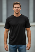 Plain Black Unisex Classic Crew T-Shirt