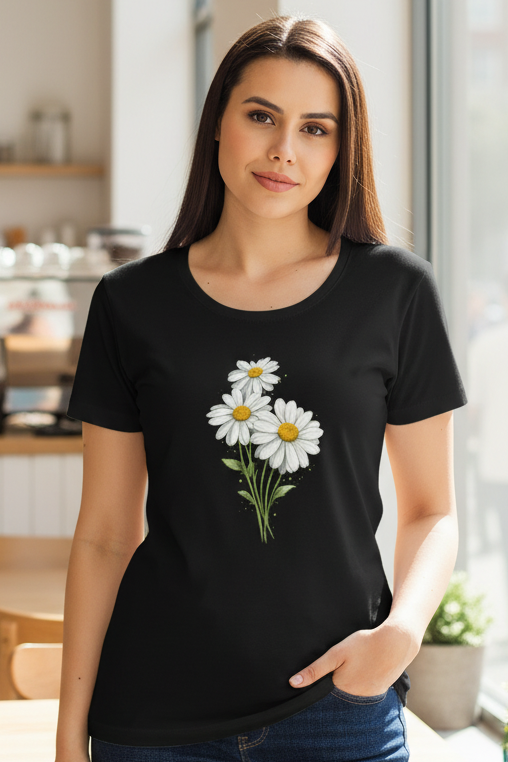 Daisy Flower (Black) Women's Classic T-Shirt