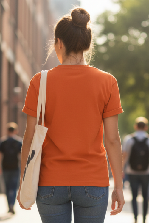 Adulting Panda | Orange Crew Neck Tee