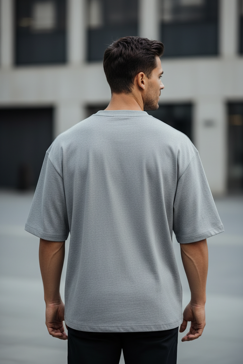 Grey Melange Unisex Oversized Classic Solid T-Shirt