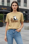  Panda Unisex Classic Crew T-Shirt - front view, beige, 100% cotton, OWLKART