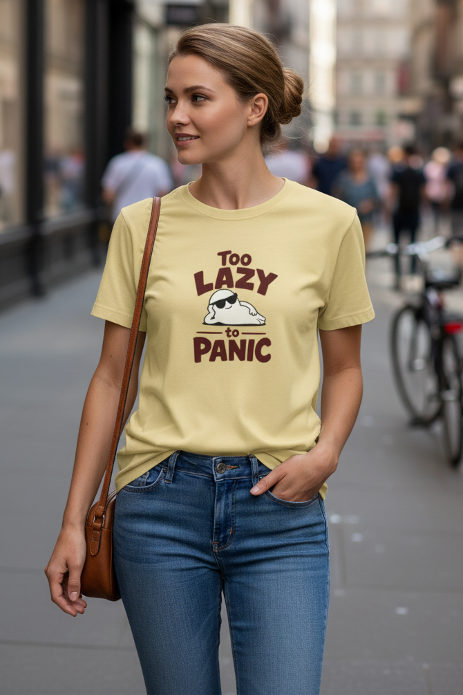 Too Lazy To Panic (Yellow) Unisex Classic Crew T-Shirt