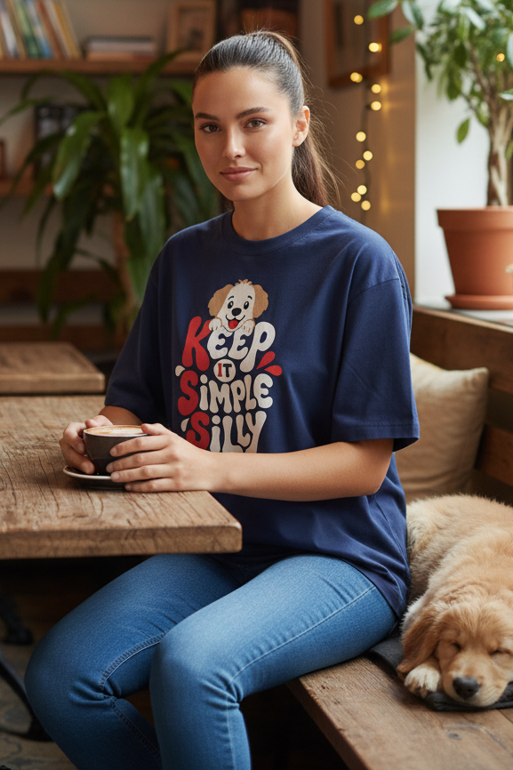 Simple Silly (Blue) Unisex Oversized Classic T-Shirt