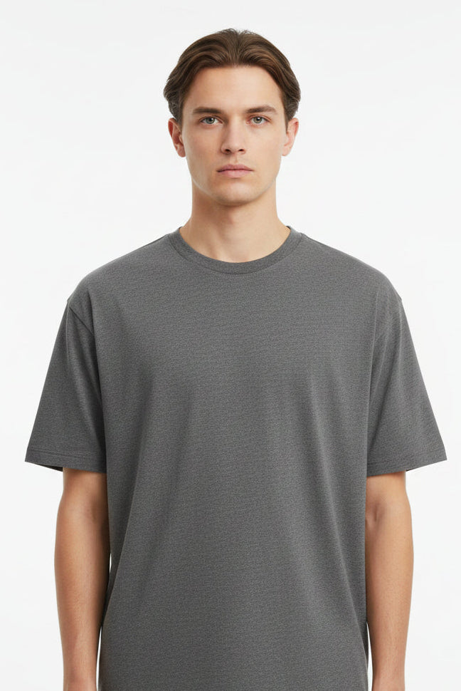 OWLKART unisex Classic Crew Neck T-Shirt in Charcoal, 100% Cotton, 180 GSM, Regular Fit, Plain T-Shirt Front View