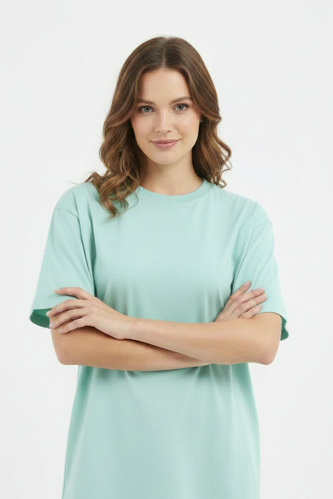 OWLKART unisex Classic Crew Neck T-Shirt in Mint, 100% Cotton, 180 GSM, Regular Fit, Plain T-Shirt Front View