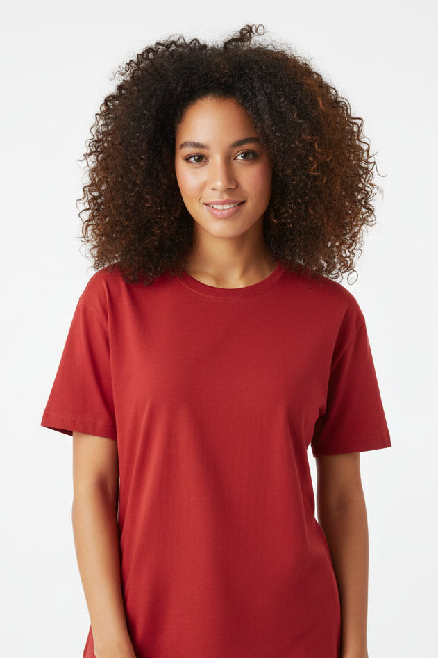 OWLKART unisex Classic Crew Neck T-Shirt in Red, 100% Cotton, 180 GSM, Regular Fit, Plain T-Shirt Front View