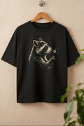 The Curious Raccoon | Oversized Tee , black